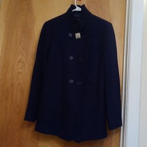 NWT Ann Taylor Blue Peacoat M Ruffle Trim